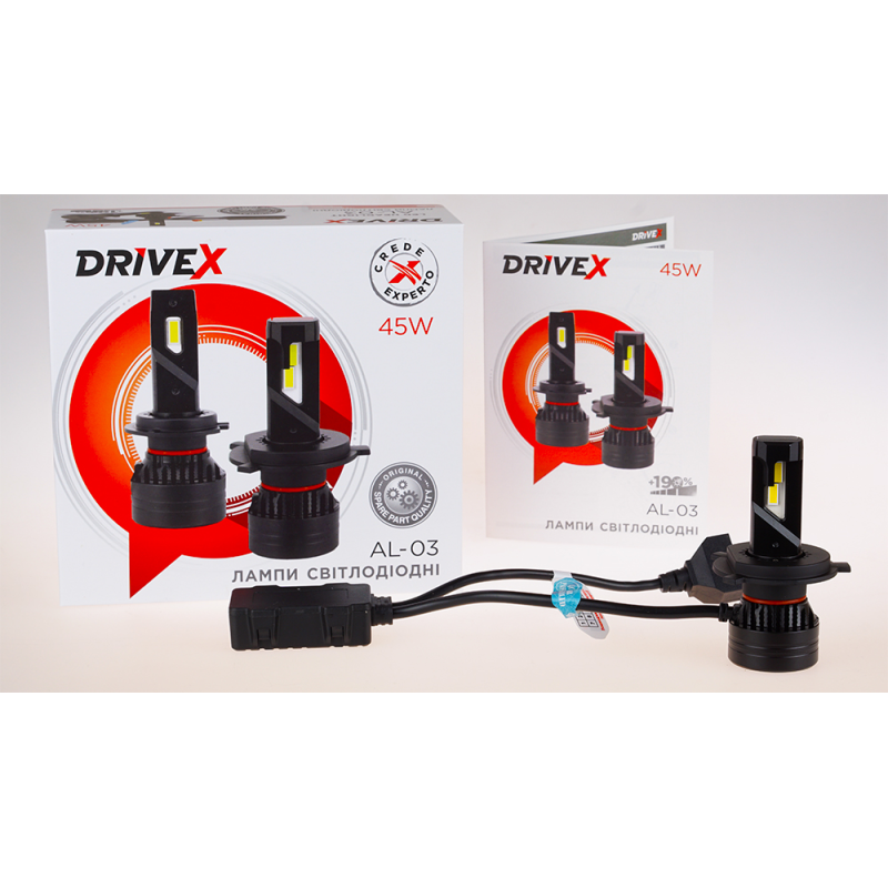 LED лампи автомобильні DriveX AL-03 H4 H/L 5000K LED 45W CAN 12-24В (DR-00001030)
