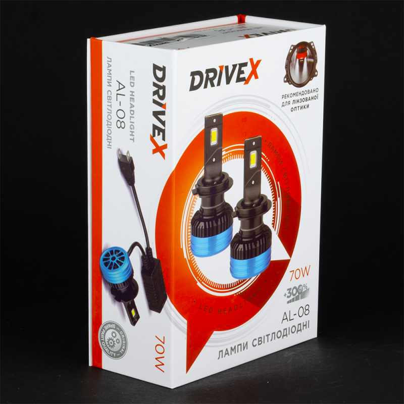 LED лампи автомобільні DriveX AL-08 HB4(9006) 6000K LED 70W CAN 12V (DR-00001060)
