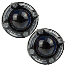 Маска декоративна для автомобільних фар DriveX MS A-106 3.0" Black White+Yellow з вбудованою підсвіткою (DR-00002497)