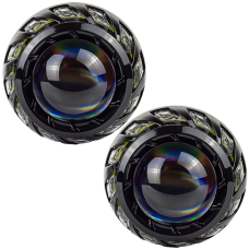 Маска декоративна для автомобільних фар DriveX MS A-107 3.0" Black White+Yellow з вбудованою підсвіткою (DR-00002498)