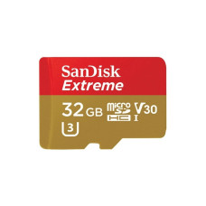 microSDHC (UHS-1 U3) SanDisk Extreme Action A1 32Gb class 10 V30 (R100MB/s, 667x) (adapter SD) (SDSQXAF-032G-GN6MA)