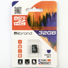 microSDHC (UHS-1) Mibrand 32Gb class 10 (MICDHU1/32GB)