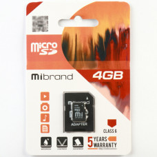 microSDHC Mibrand 4Gb class 6 (adapter SD) (MICDC6/4GB-A)