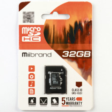 microSDHC (UHS-1 U3) Mibrand 32Gb class 10 (adapter SD) (MICDHU3/32GB-A)