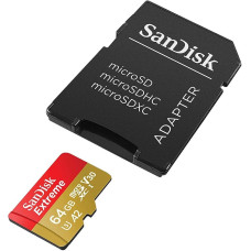 microSDXC (UHS-1 U3) SanDisk Extreme A2 64Gb class 10 V30 (R170MB/s,W80MB/s) (adapter SD) (SDSQXAH-064G-GN6MA)