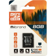 microSDHC Mibrand 8Gb class 6 (adapter SD) (MICDC6/8GB-A)