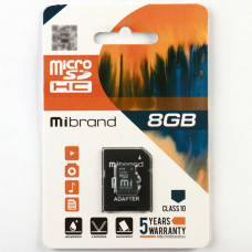 microSDHC Mibrand 8Gb class 10 (adapter SD) (MICDHC10/8GB-A)