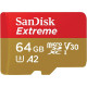 FLASH пам'ять SanDisk Extreme A2 V30 UHS-I U3 Micro SDXC 64GB with adapter(SDSQXAH-064G-GN6MA)
