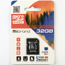 microSDHC (UHS-1) Mibrand 32Gb class 10 (adapter SD) (MICDHU1/32GB-A)