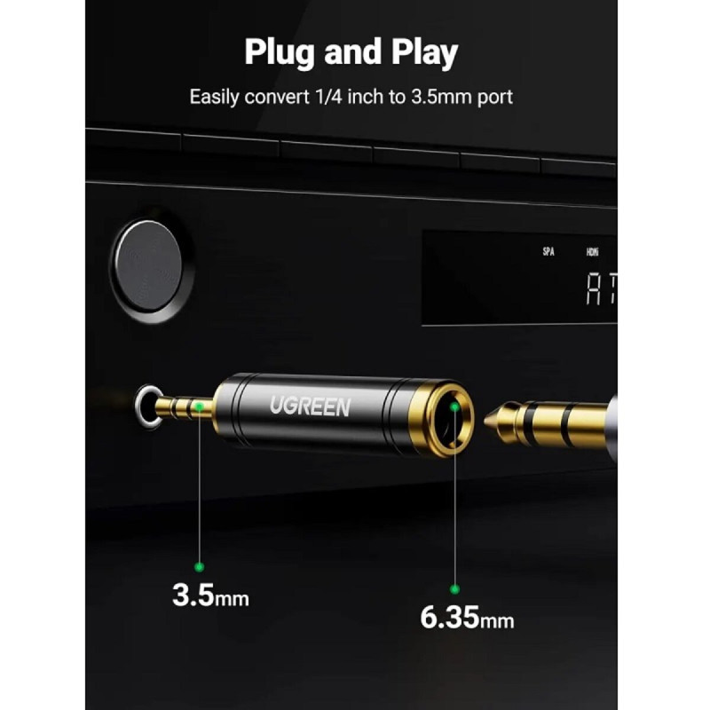 Перехідник UGREEN AV168 3.5mm Male to 6.35mm Female Adapter 1pcs(UGR-60711) (UGR-60711)