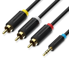 Кабель Vention 3.5mm Male to 3RCA Male AV Cable 1.5M Black (BCBBG) (BCBBG)