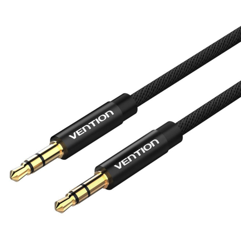 Кабель Vention Fabric Braided 3.5mm Male to Male Audio Cable 2M Black Metal Type (BAGBH) (BAGBH)
