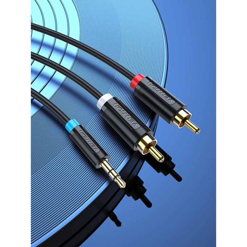 Кабель Vention 3.5MM Male to 2-Male RCA Adapter Cable 1M Black (BCLBF) (BCLBF)