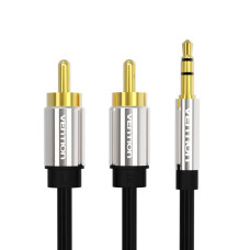 Кабель Vention 3.5mm Male to 2RCA Male Audio Cable 1M Black Metal Type (BCFBF) (BCFBF)