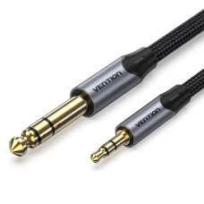 Кабель Vention Cotton Braided 3.5mm TRS Male to 6.35mm Male Audio Cable 0.5M Gray Aluminum Alloy Type (BAUHD) (BAUHD)