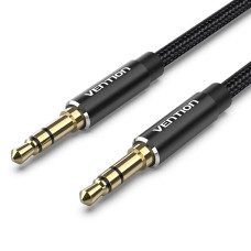 Кабель Vention Cotton Braided 3.5mm Male to Male Audio Cable 0.5M Black Aluminum Alloy Type (BAWBD) (BAWBD)