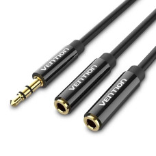 Кабель Vention 3.5mm Male to 2*3.5mm Female Stereo Splitter Cable 0.3M Black ABS Type (BBSBY) (BBSBY)