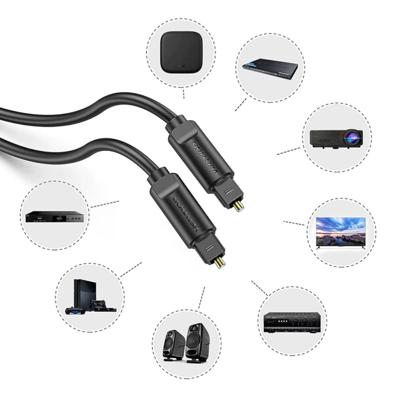 Кабель Vention Optical Fiber Audio Cable 3M Black (BAEBI) (BAEBI)