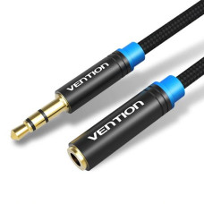 Кабель Vention Cotton Braided 3.5mm Audio Extension Cable 3M Black Metal Type (VAB-B06-B300-M) (VAB-B06-B300-M)