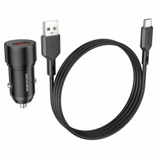 Автомобільний зарядний пристрій BOROFONE BZ19A Wisdom single port QC3.0 car charger set(Type-C) 18W Black (BZ19ACB)