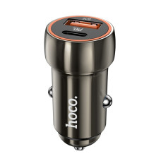 Автомобільний зарядний пристрій HOCO Z46A Blue whale PD20W+QC3.0 car charger Metal Gray (6931474770332)