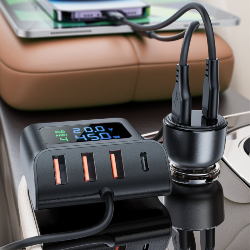 Автомобільний зарядний пристрій ACEFAST B11 138W Car Charger Splitter with Digital Display Black (AFB11)