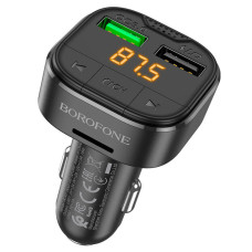 АЗП з FM-модулятором BOROFONE BC43 Flash QC3.0 car BT FM transmitter 18W Black (BC43B)