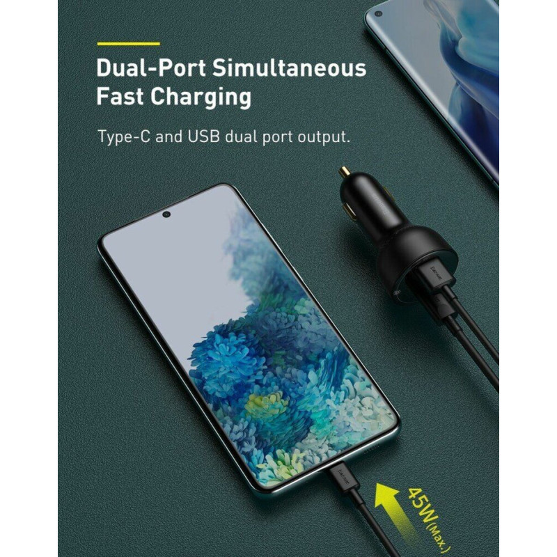 АЗП Baseus Superme Digital Display PPS Dual Quick Charger Car Charger Black (CCZX-01)