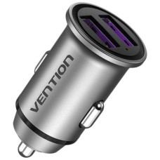 Автомобільний зарядний пристрій Vention Two-Port USB A+A(30/30) Car Charger Gray Mini Style Aluminium Alloy Type (FFEH0) (FFEH0)