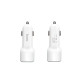 Автомобільний зарядний пристрій HOCO Z23 grand style dual-port car charger set with iP cable White (6957531078012)