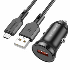 Автомобільний зарядний пристрій BOROFONE BZ18 single port QC3.0 car charger set(Micro) 18W Black (BZ18MB)