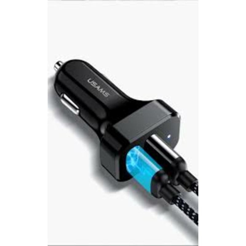 АЗП Usams Travel Car Charger Kit King Tu Series(U35 IP Cable 1M + C13 Dual USB Car Charger) Black (NTU35LC13TZ)