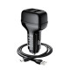 Автомобільний зарядний пристрій HOCO Z36 Leader dual port car charger set(Type-C) Black (6931474727770)