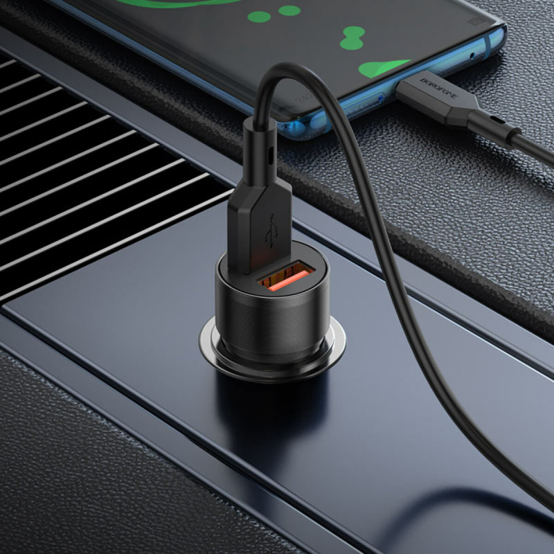 Автомобільний зарядний пристрій BOROFONE BZ19 Wisdom dual port car charger set(Type-C) Black (BZ19CB)