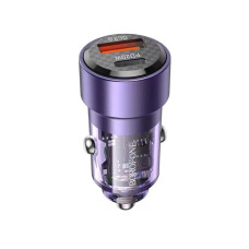 Автомобільний зарядний пристрій BOROFONE BZ20 Smart 38W dual port PD20W+QC3.0 car charger Transparent Purple (BZ20TP)