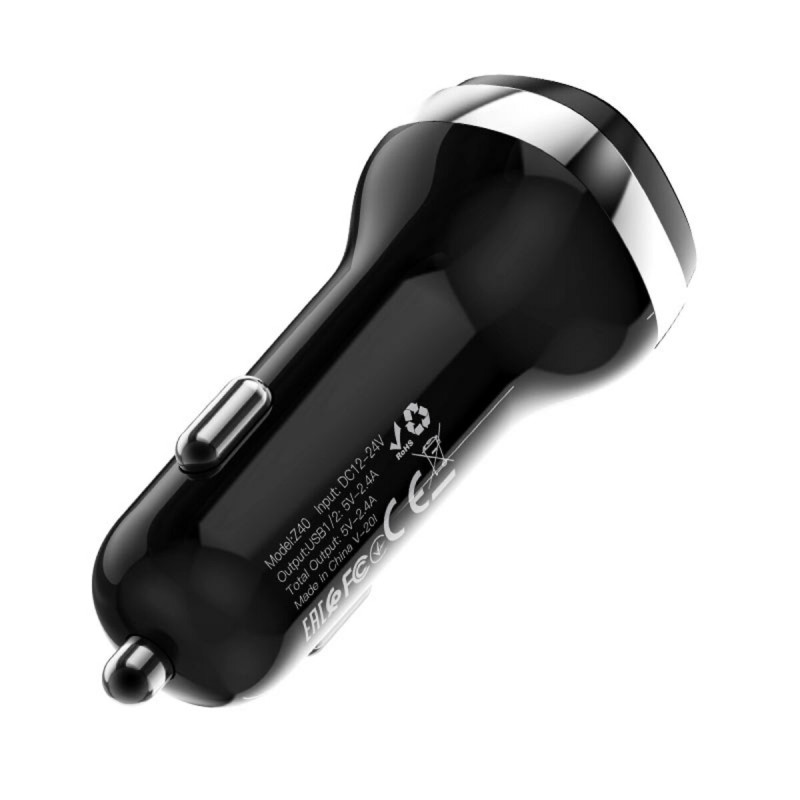 Автомобільний зарядний пристрій HOCO Z40 Superior dual port car charger Black (6931474739650)