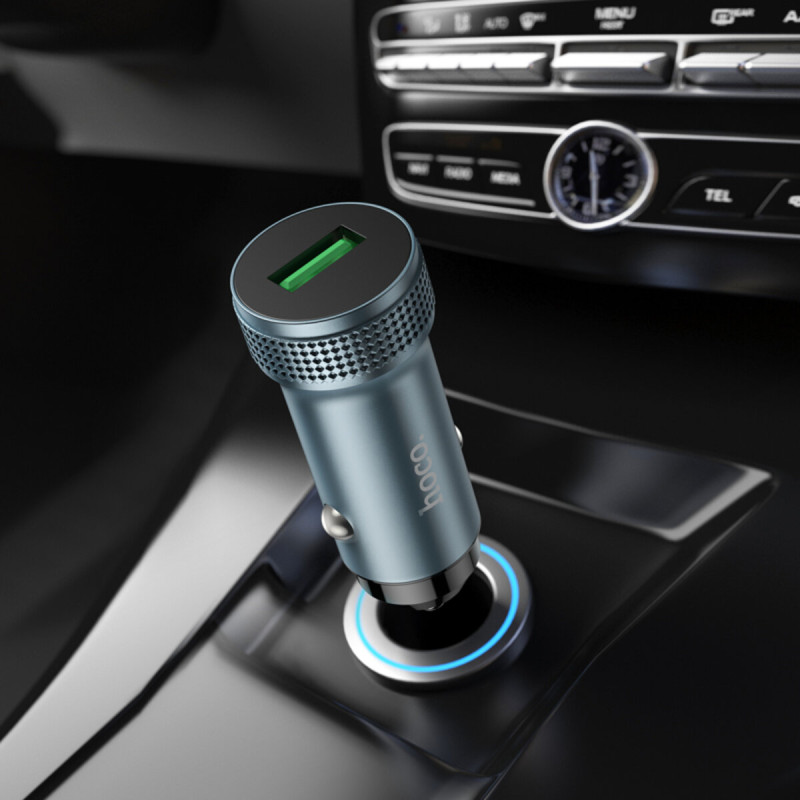 Автомобільний зарядний пристрій HOCO Z49A Level single port QC3.0 18W Metal Gray (6931474795694)