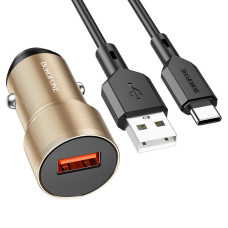 Автомобільний зарядний пристрій BOROFONE BZ19A Wisdom single port QC3.0 car charger set(Type-C) 18W Gold (BZ19ACG)