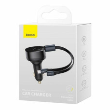 Автомобільний зарядний пристрій Baseus Enjoyment Retractable 2-in-1 Car Charger C+L 30W Black (CGTX000001)