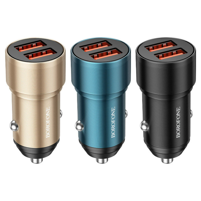 Автомобільний зарядний пристрій BOROFONE BZ19 Wisdom dual port car charger Black (BZ19B)