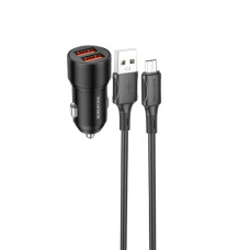 Автомобільний зарядний пристрій BOROFONE BZ19B Wisdom 36W dual port QC3.0 car charger set(Micro) Black (6941991101502)