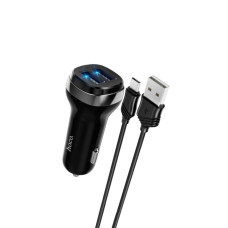 Автомобільний зарядний пристрій HOCO Z40 Superior dual port car charger set(Micro) Black (6931474739698)