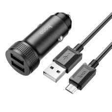 Автомобільний зарядний пристрій HOCO Z49 Level dual port car charger set(Micro) Black (6931474795649)