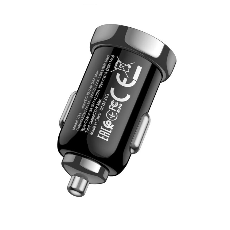 Автомобільний зарядний пристрій HOCO Z44 Leading PD20W+QC3.0 car charger Black (6931474757241)