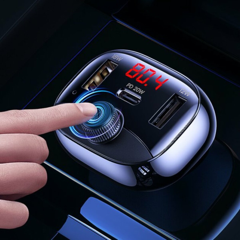 Автомобільний зарядний пристрій Usams US-CC143 C25 Digital Display Wireless FM Car Charger Black(CC143TC01)