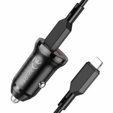 Автомобільний зарядний пристрій BOROFONE BZ18A PD20W+QC3.0 car charger set(Type-C to iP) 18W Black (BZ18ACLB)