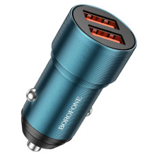 Автомобільний зарядний пристрій BOROFONE BZ19B Wisdom 36W dual port QC3.0 car charger Sapphire Blue (BZ19BCSU)