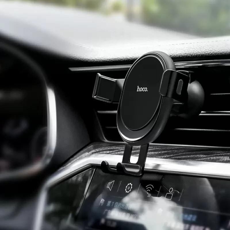 Тримач для мобільного HOCO CA56 Plus Armor metal gravity car holder Black Silver (6931474760296)