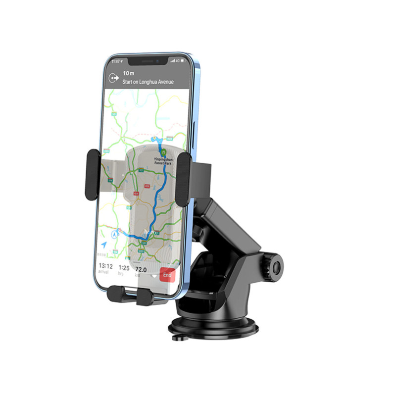 Тримач для мобільного HOCO CA104 vertical and horizontal telescopic gravity vehicle holder Black Metal Gray (6931474766236)