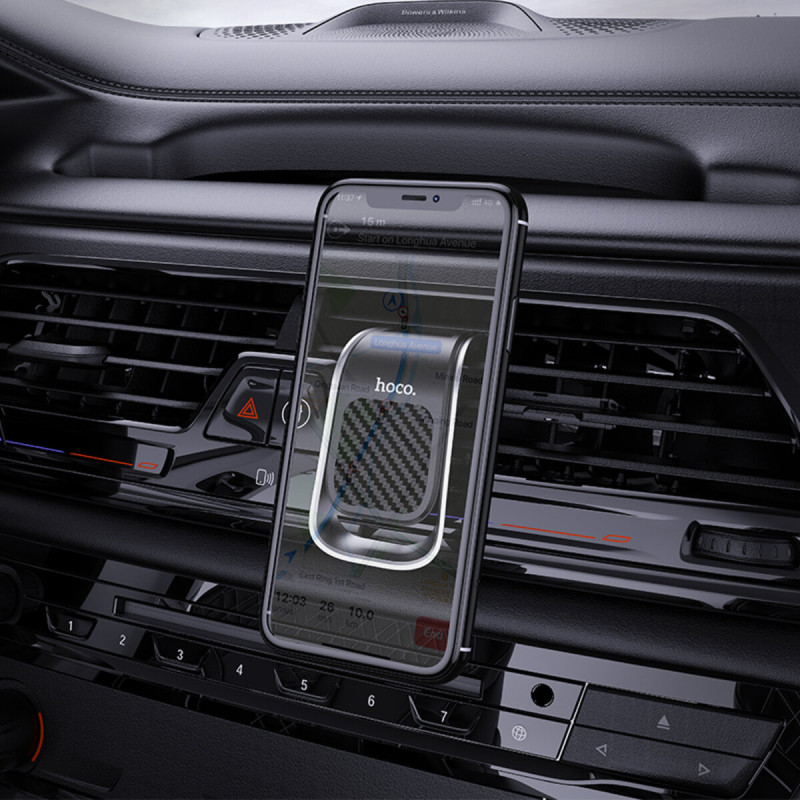 Тримач для мобільного HOCO CA74 Universe air outlet magnetic car holder Black+Silver (6931474733924)